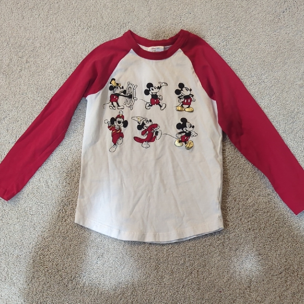 Disney Mickey Mouse Kids Long Sleeve Tee - Red and White